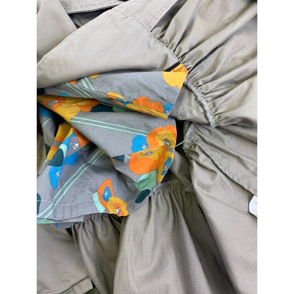 Ted Baker Ruffle Trench Coat Belted Jacket Button Collared Gray Cotton Womens 4 - Picture 9 of 15